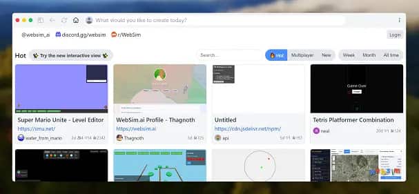 Websim - Tool preview
