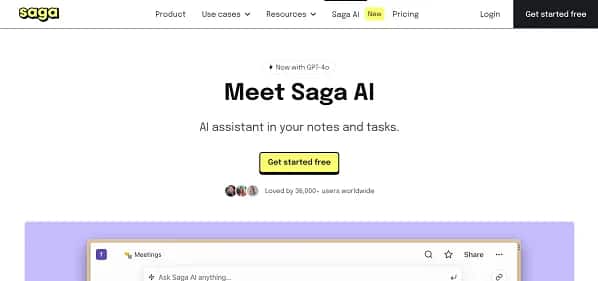 Saga AI - Tool preview