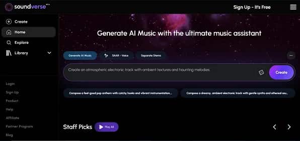 Soundverse AI - Tool preview
