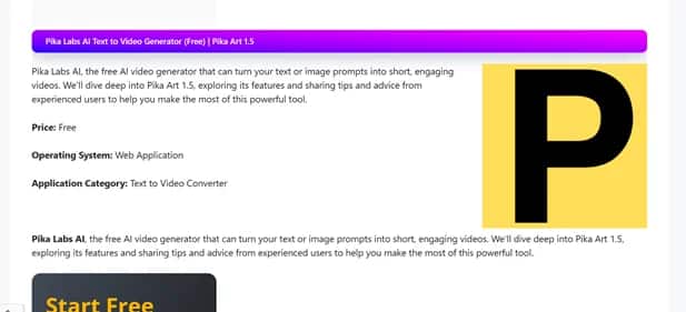 Pika Labs AI - Tool preview