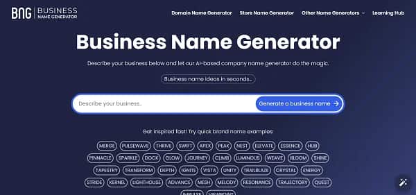Business Name Generator - Tool preview