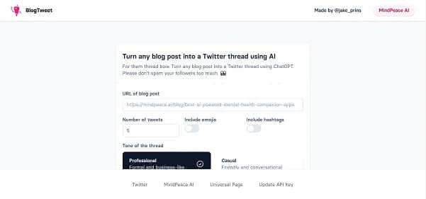 BlogTweet - Tool preview