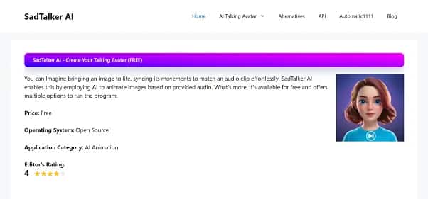 SadTalker AI - Tool preview
