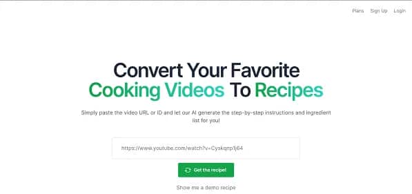 Video2Recipe - Tool preview