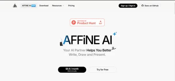 AFFiNE - Tool preview