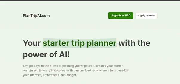 PlanTripAI - Tool preview