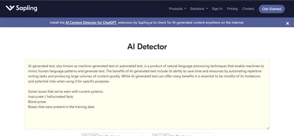 Sapling AI Detector - Tool preview