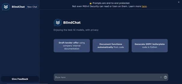 BlindChat - Tool preview