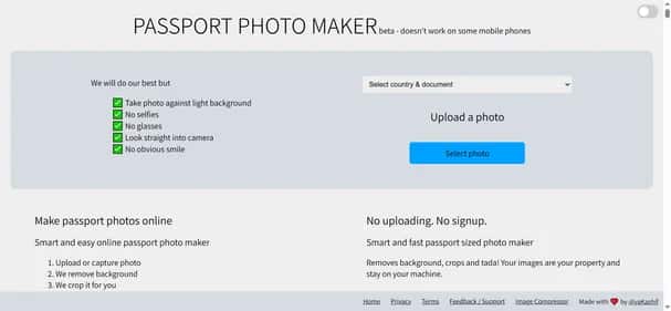 Passport Photos Maker - Tool preview