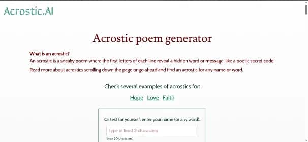 Acrostic Ai - Tool preview