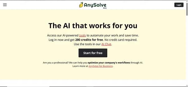 AnySolve AI - Tool preview