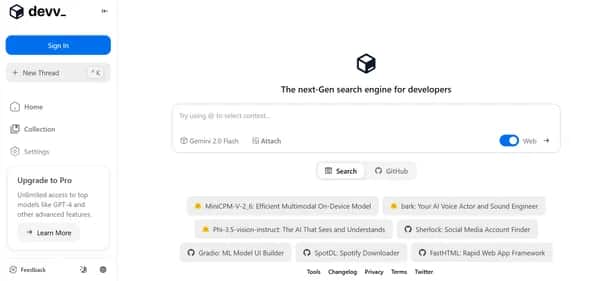 Devv — The First AI Coding Agent to Build Full-Stack AI Products - Tool preview
