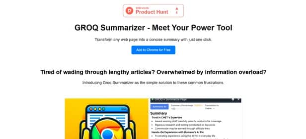 Groq Summarizer - Tool preview