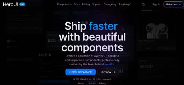 HeroUI Pro - Tool preview