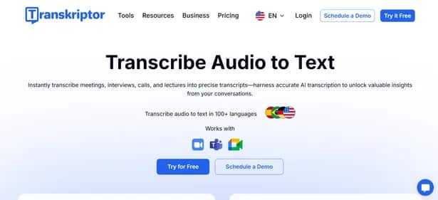 Transkriptor - Tool preview