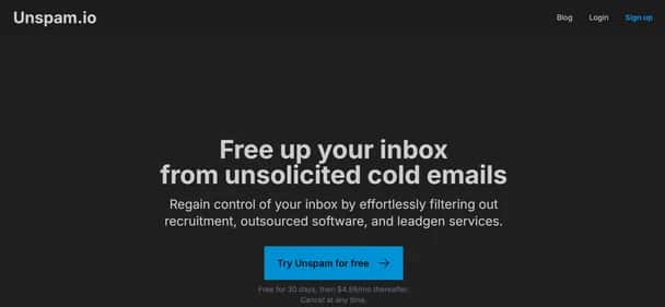 Unspam.io - Tool preview