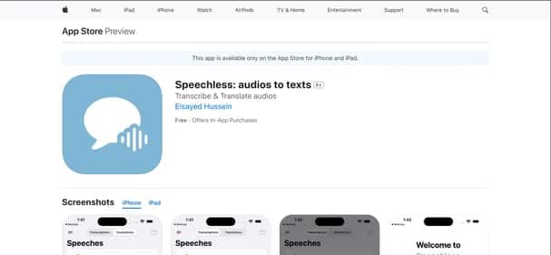 Speechless: audios to texts - Tool preview