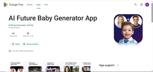 AI Future Baby Generator App - Tool preview