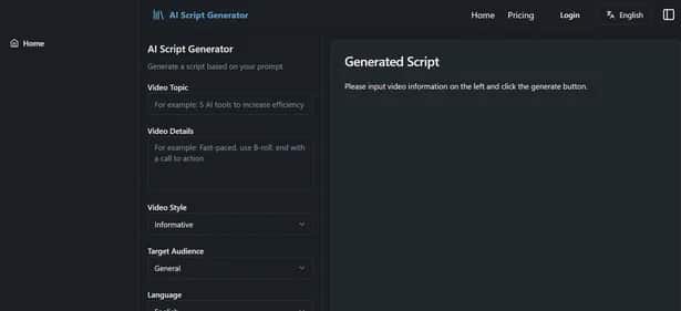AI Script Generator - Tool preview