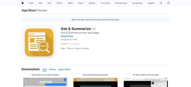 Ask Summarize - Tool preview