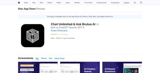 Chat Unlimited & Ask Brutus AI - Tool preview