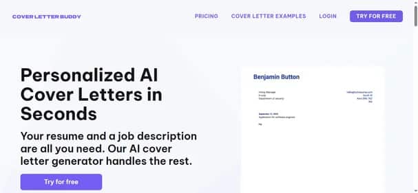 Cover Letter Buddy - Tool preview