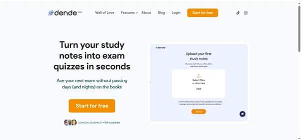 dende: AI Quiz Generator to Ace Your Exams - Tool preview