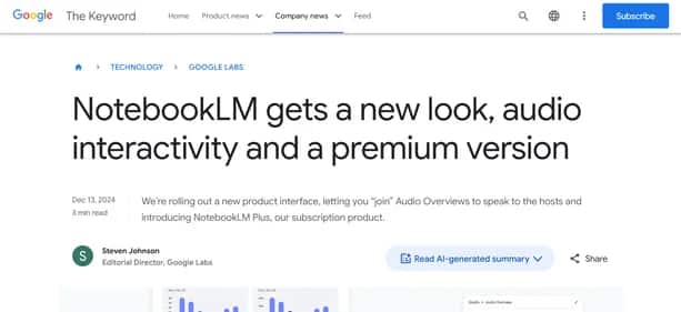 NotebookLM - Tool preview