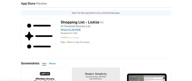 Shopping List - Tool preview