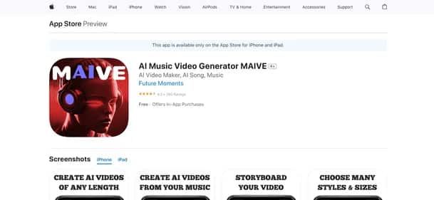 AI Music Video Generator MAIVE - Tool preview