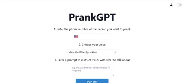PrankGPT - Tool preview