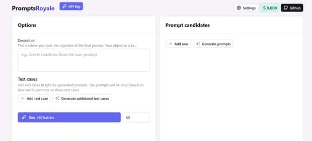 Prompts Royale - Tool preview