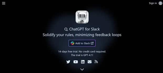 Q, ChatGPT for Slack - Tool preview