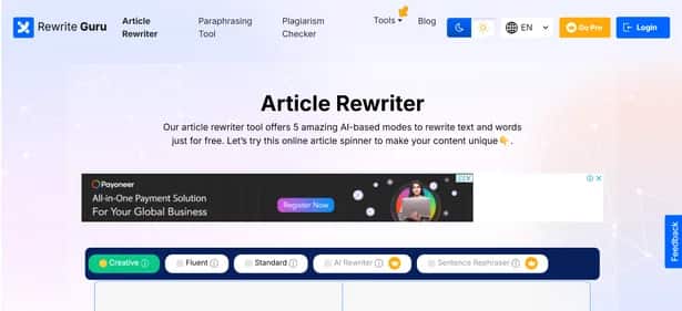 RewriteGuru - Tool preview
