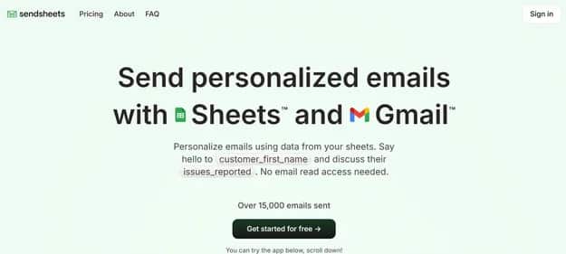 sendsheets - Tool preview