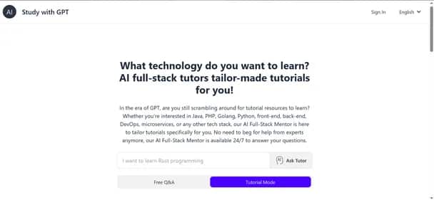 Study with GPT - Tool preview