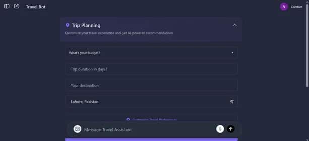 TravelBot - Tool preview