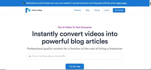 VideoToBlog - Tool preview