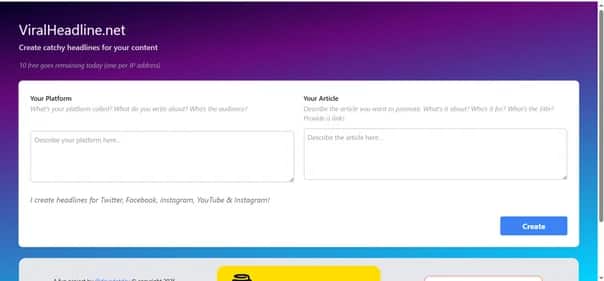 ViralHeadline - Tool preview