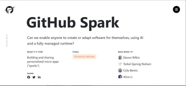 GitHub Spark - Tool preview