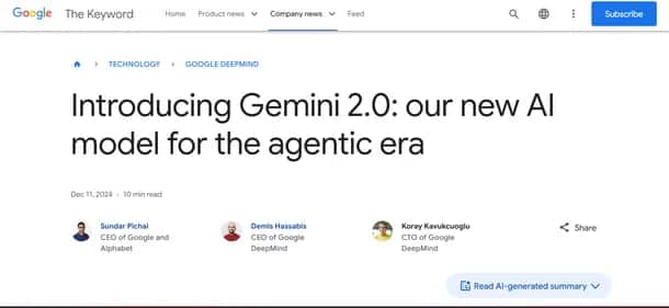 Google Gemini 2.0 - Tool preview
