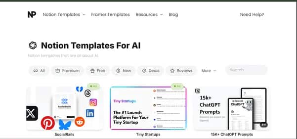 Notion Templates For AI - Tool preview