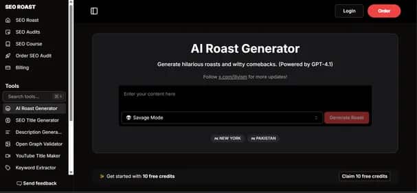 AI Roast Generator - Tool preview