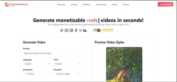 TrendVideo.ai - Tool preview