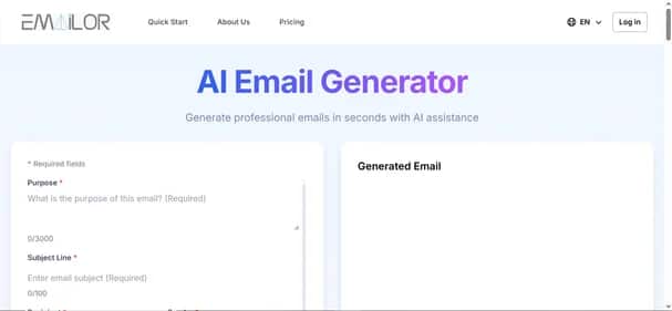 Emailor AI Email Generator - Tool preview