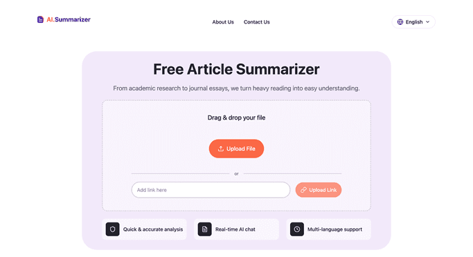 Free AI Article Summarizer - Tool preview