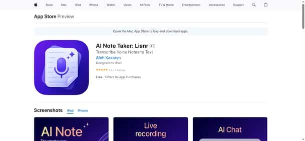 AI Note Taker: Lisnr App - Tool preview