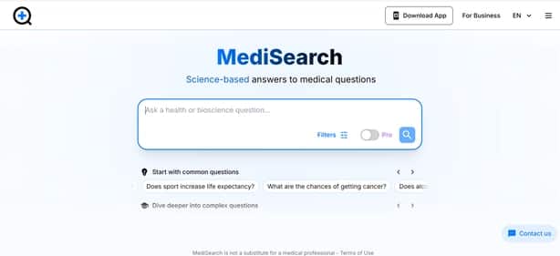 MediSearch - Tool preview