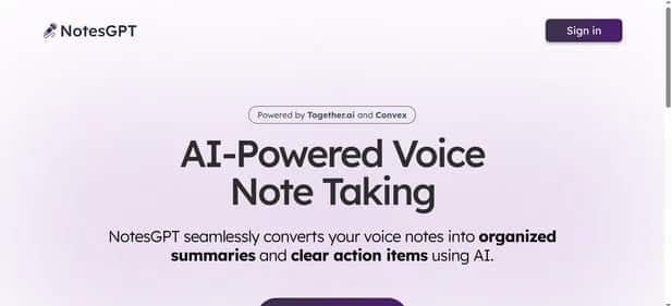 notesGPT - Tool preview