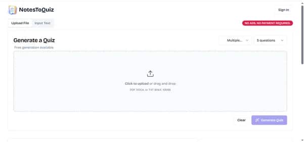 NotesToQuiz - Tool preview